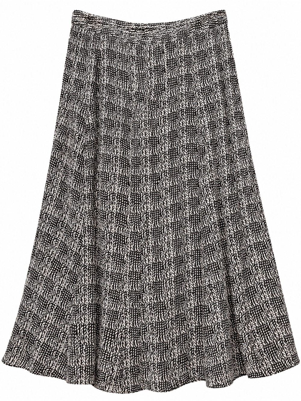 CAbi Black and White Textured A-Line Skirt